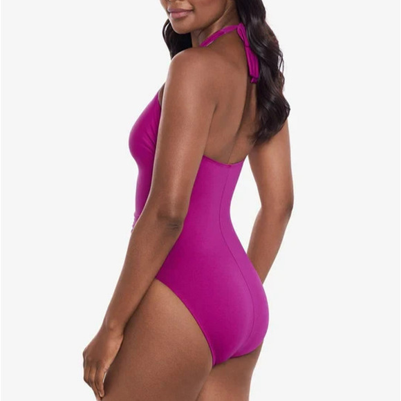 Miraclesuit Utopia One Piece Halter Swimsuit Framboise Pink Size 12 NWT $168 - Picture 3 of 12